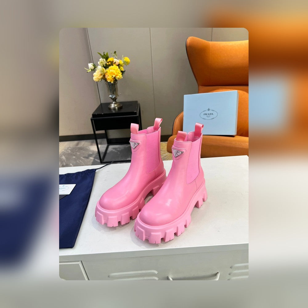 VBS MONOLITH BRUSHED LEATHER BOOTIES PINK