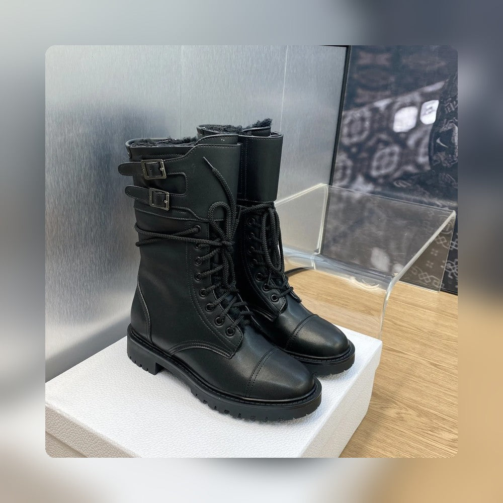 VBS D TRAP ANKLE BOOT CALFSKIN AND SHEARLING BLACK
