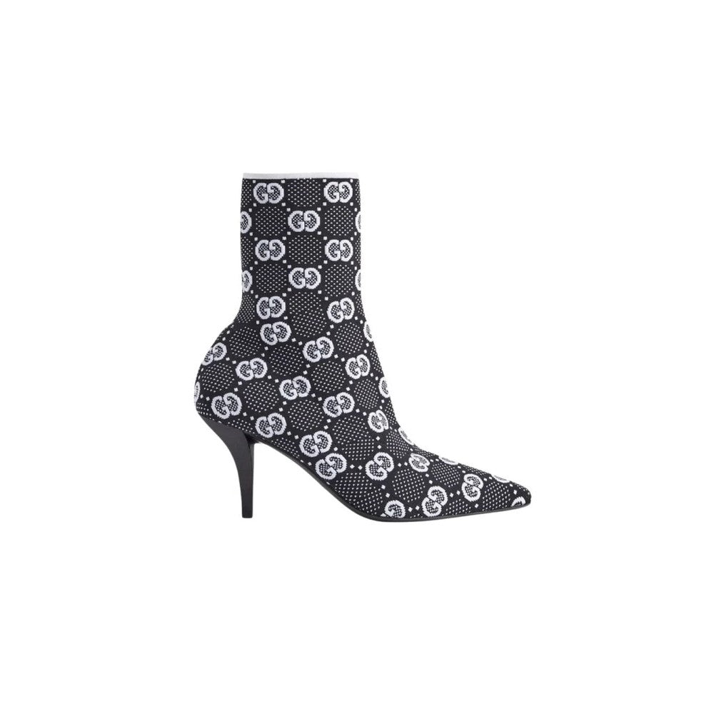 Vbs Vbs 75MM KNIT ANKLE BOOTS BLACK WHITE FABRIC 718378 FAAQP 1008