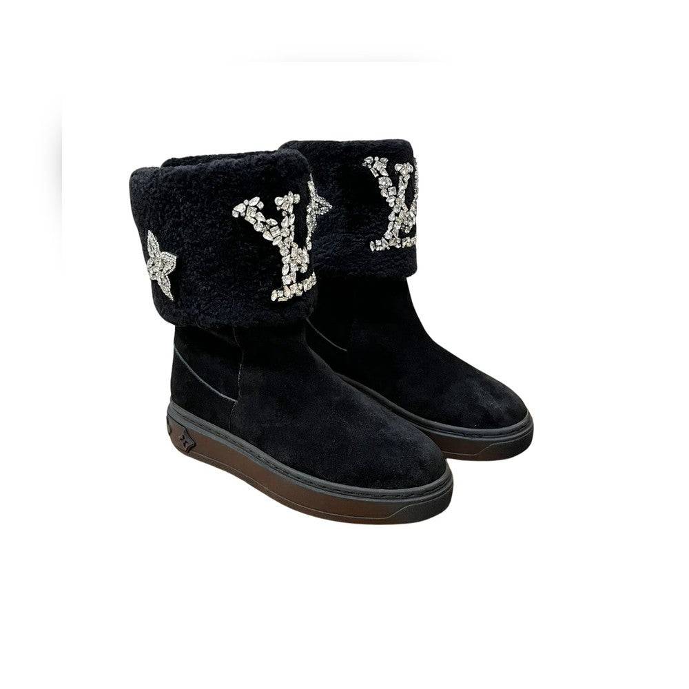 nmb ANKLE BOOT STUDDED WITH DIAMONDS BLACK
