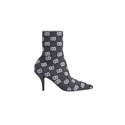 Vbs Vbs 75MM KNIT ANKLE BOOTS BLACK WHITE FABRIC 718378 FAAQP 1008