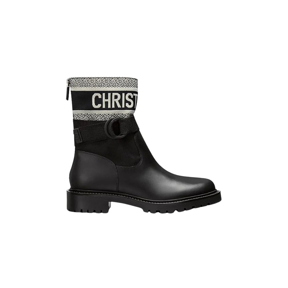 DD D MAJOR ANKLE BOOT FABRIC AND CALFSKIN WHITE AND BLACK