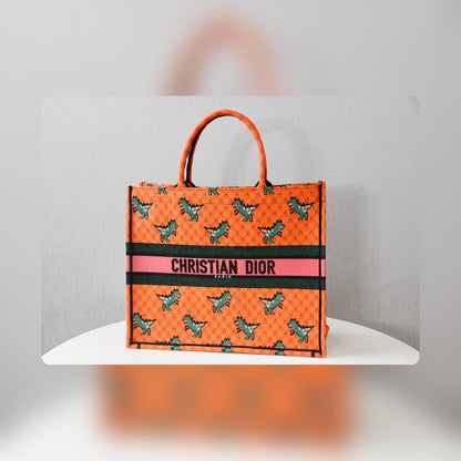 Anum Bags DIR1286 Book Tote small size 36.5cm 41.5cm Embroidery orange