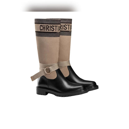 DD D MAJOR BOOT FABRIC AND CALFSKIN IN TAUPE AND BLACK KCI611Snmb S46X