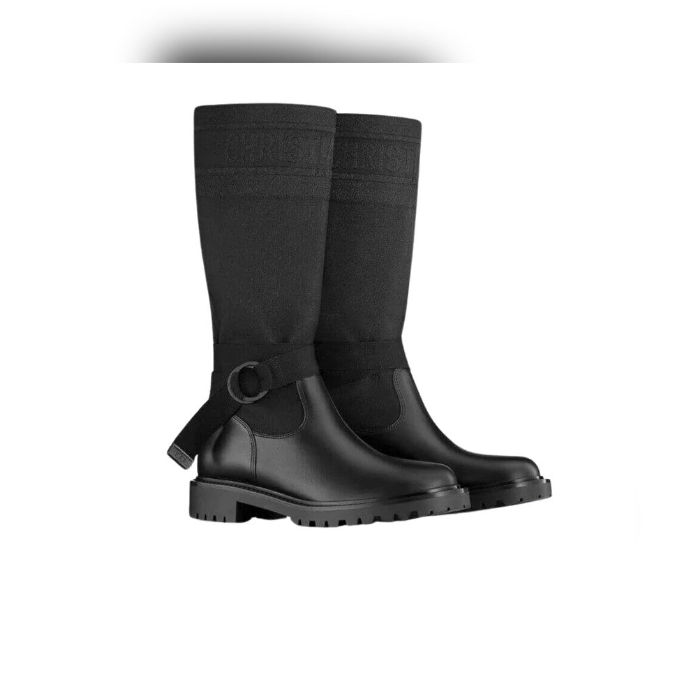 DD D MAJOR BOOT FABRIC AND CALFSKIN IN BLACK AND BLACK