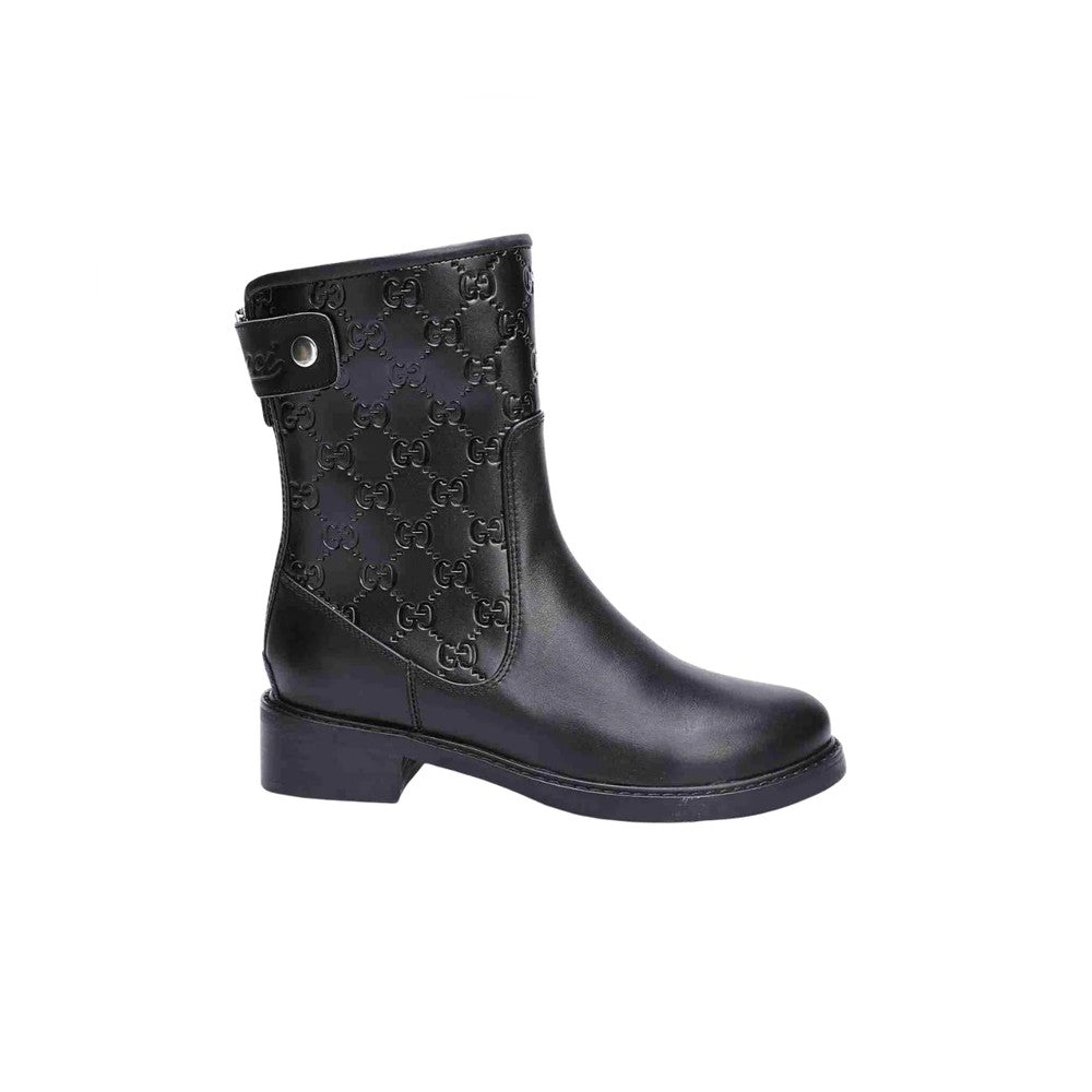 VBS WOMEN'S GUCCISSIMA SHORT ZIP BOOTS BLACK