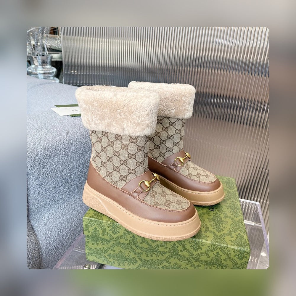 Vbs 1955 HORSEBIT SNOW BOOTS Vbs CANVAS IN BROWN