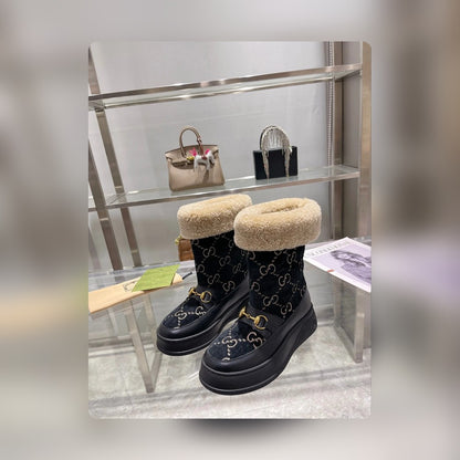 GG 1955 HORSEBIT SNOW BOOTS VEnmbET FABRIC BLACK