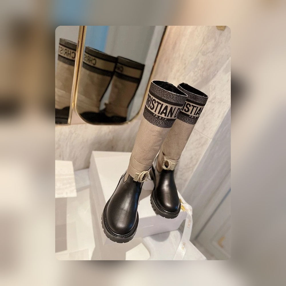 VBS D MAJOR BOOT FABRIC AND CALFSKIN IN TAUPE AND BLACK KCI611SCN S46X