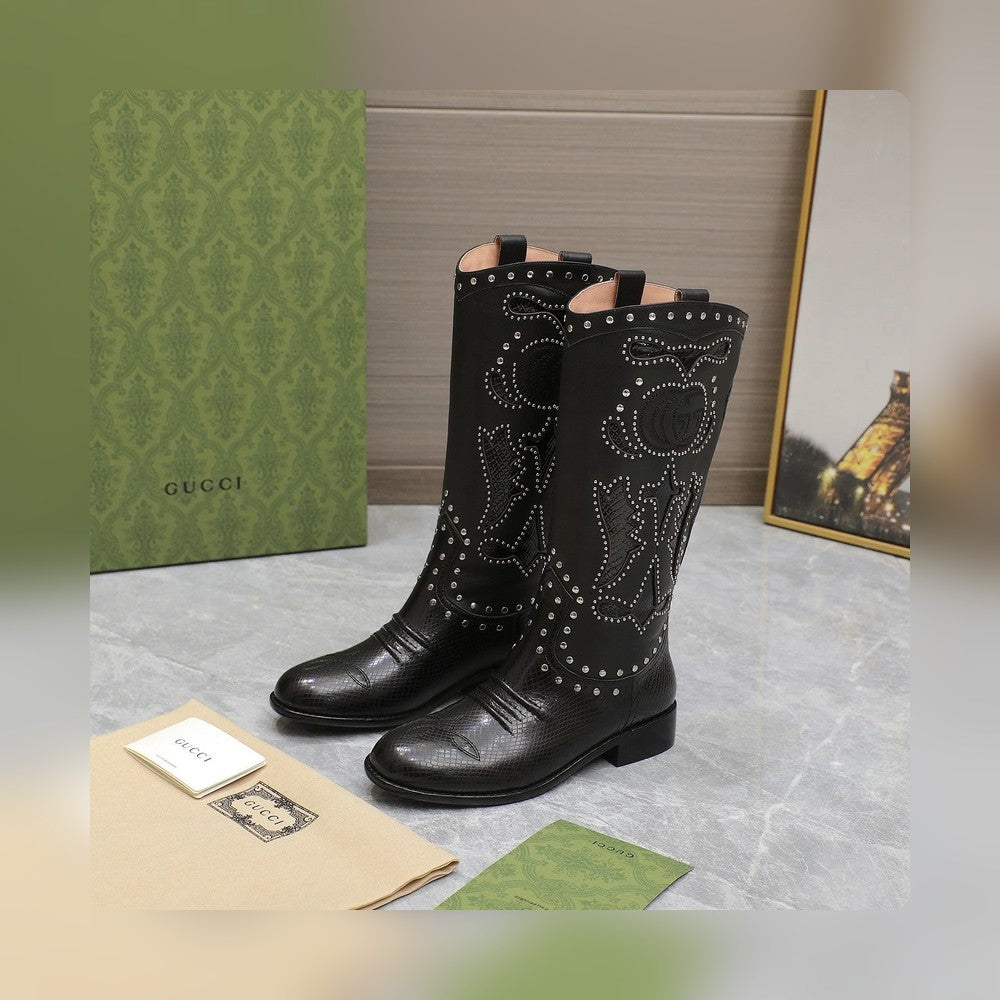 Vbs WOMEN'S BOOT WITH DOUBLE G AND STUDS BLACK