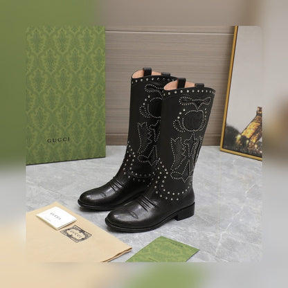 Vbs WOMEN'S BOOT WITH DOUBLE G AND STUDS BLACK