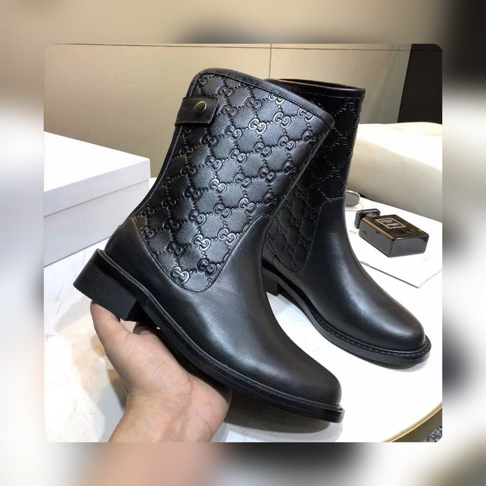 VBS WOMEN'S GUCCISSIMA SHORT ZIP BOOTS BLACK