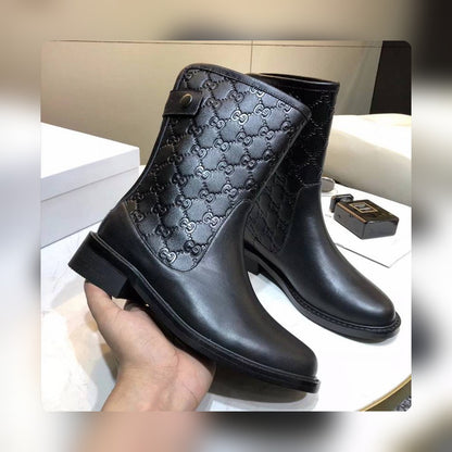 VBS WOMEN'S GUCCISSIMA SHORT ZIP BOOTS BLACK