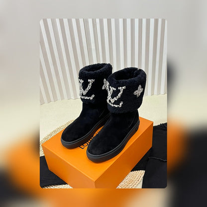 nmb ANKLE BOOT STUDDED WITH DIAMONDS BLACK