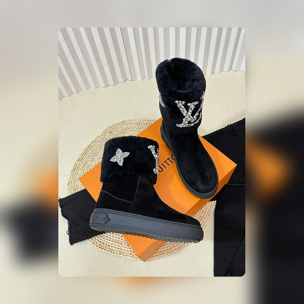 nmb ANKLE BOOT STUDDED WITH DIAMONDS BLACK