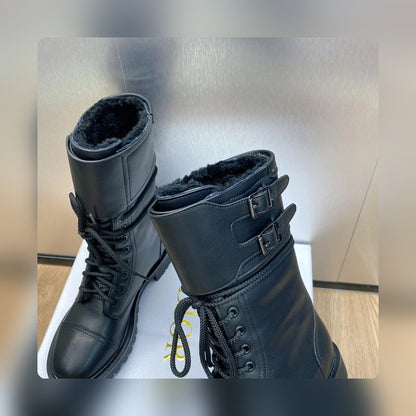 VBS D TRAP ANKLE BOOT CALFSKIN AND SHEARLING BLACK