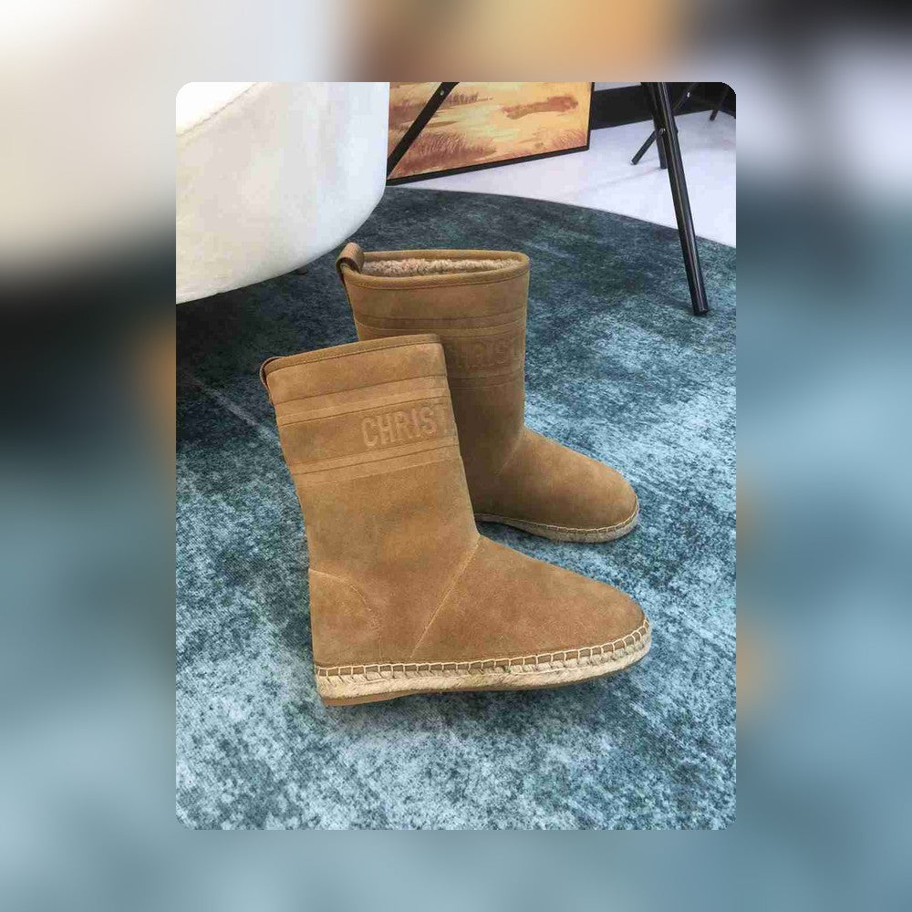 DD CALFSKIN SUEDE SHEARLING GRANVILLE ESPADRILLE BOOTS NATURAL