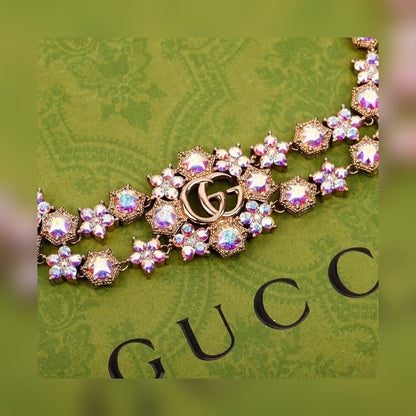 Gucci Personalized Fashion Flower Full Diamond Double Necklace XL13168A14