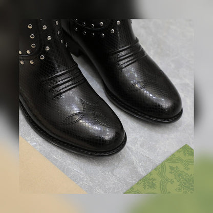 Vbs WOMEN'S BOOT WITH DOUBLE G AND STUDS BLACK