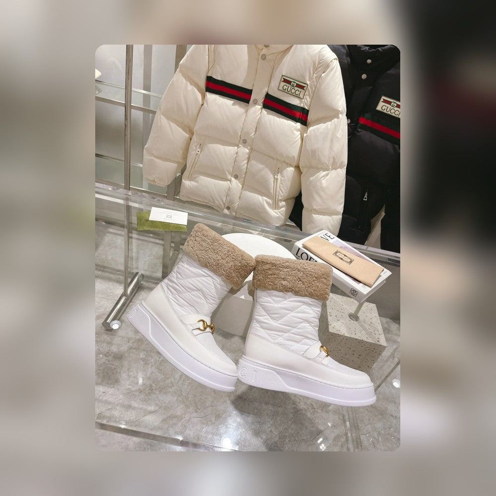 Vbs HORSEBIT CHEVRON QUILTED BOOTS WHITE
