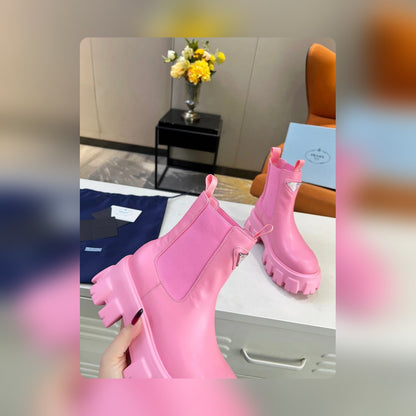 VBS MONOLITH BRUSHED LEATHER BOOTIES PINK