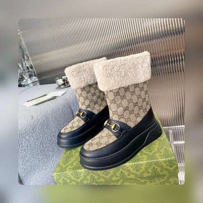 Vbs 1955 HORSEBIT SNOW BOOTS Vbs CANVAS IN BLACK