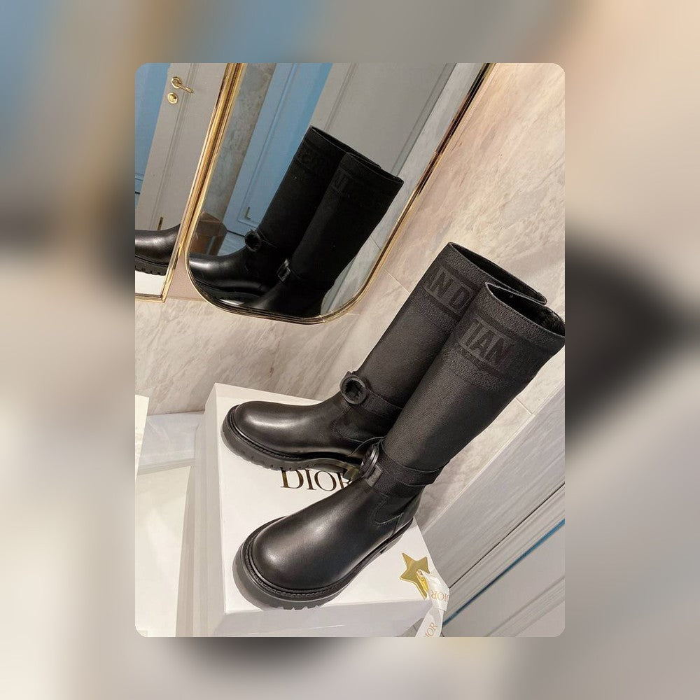 VBS D MAJOR BOOT FABRIC AND CALFSKIN IN BLACK AND BLACK