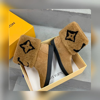 nmb SNOWDROP FLAT ANKLE BOOT BROWN
