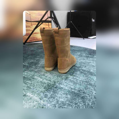 DD CALFSKIN SUEDE SHEARLING GRANVILLE ESPADRILLE BOOTS NATURAL