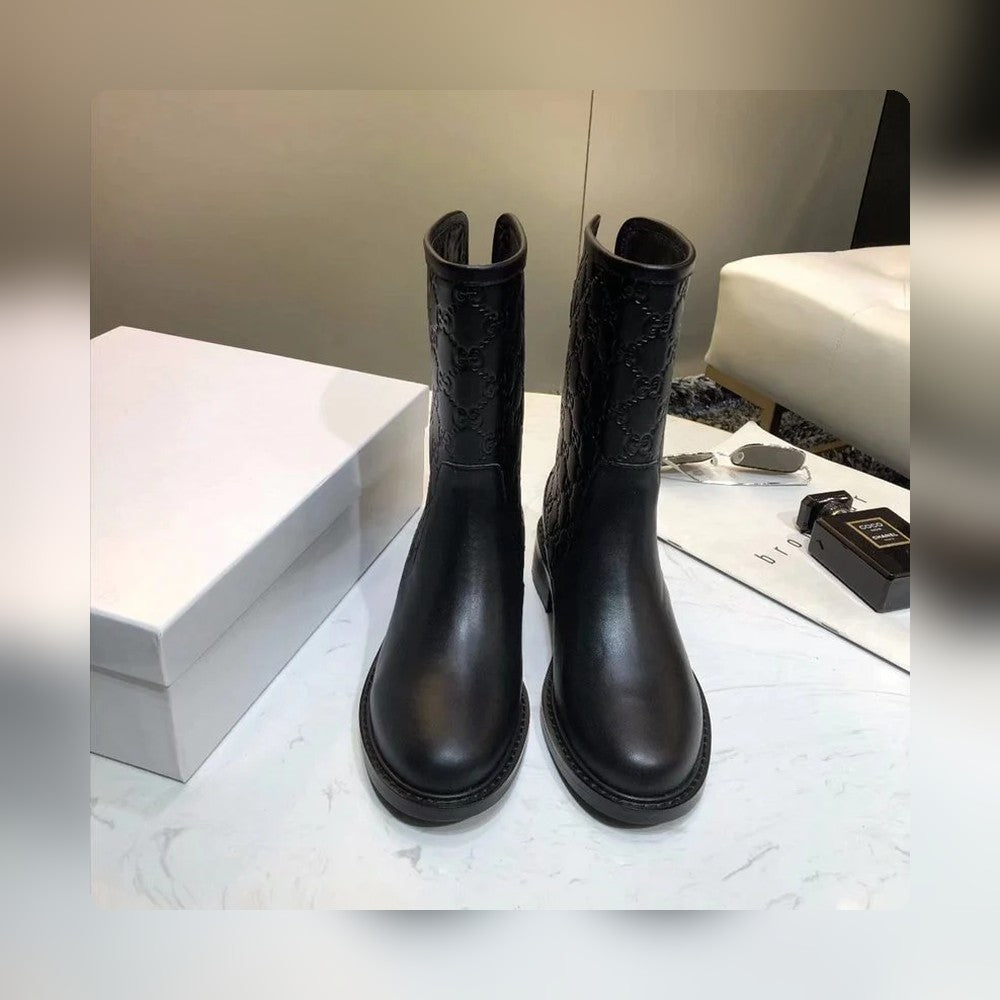 VBS WOMEN'S GUCCISSIMA SHORT ZIP BOOTS BLACK