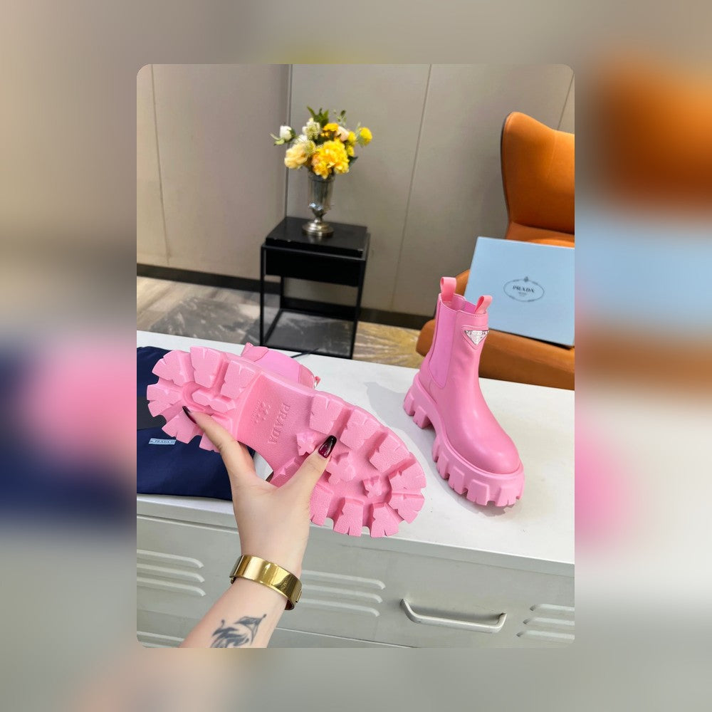 VBS MONOLITH BRUSHED LEATHER BOOTIES PINK