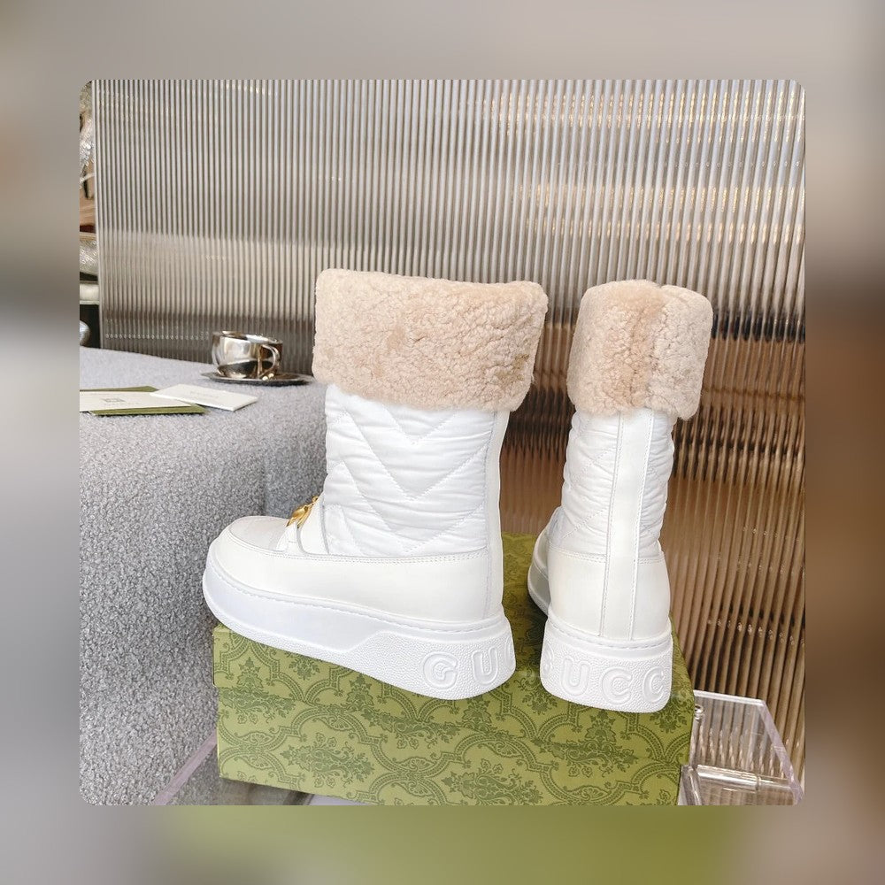 Vbs HORSEBIT CHEVRON QUILTED BOOTS WHITE