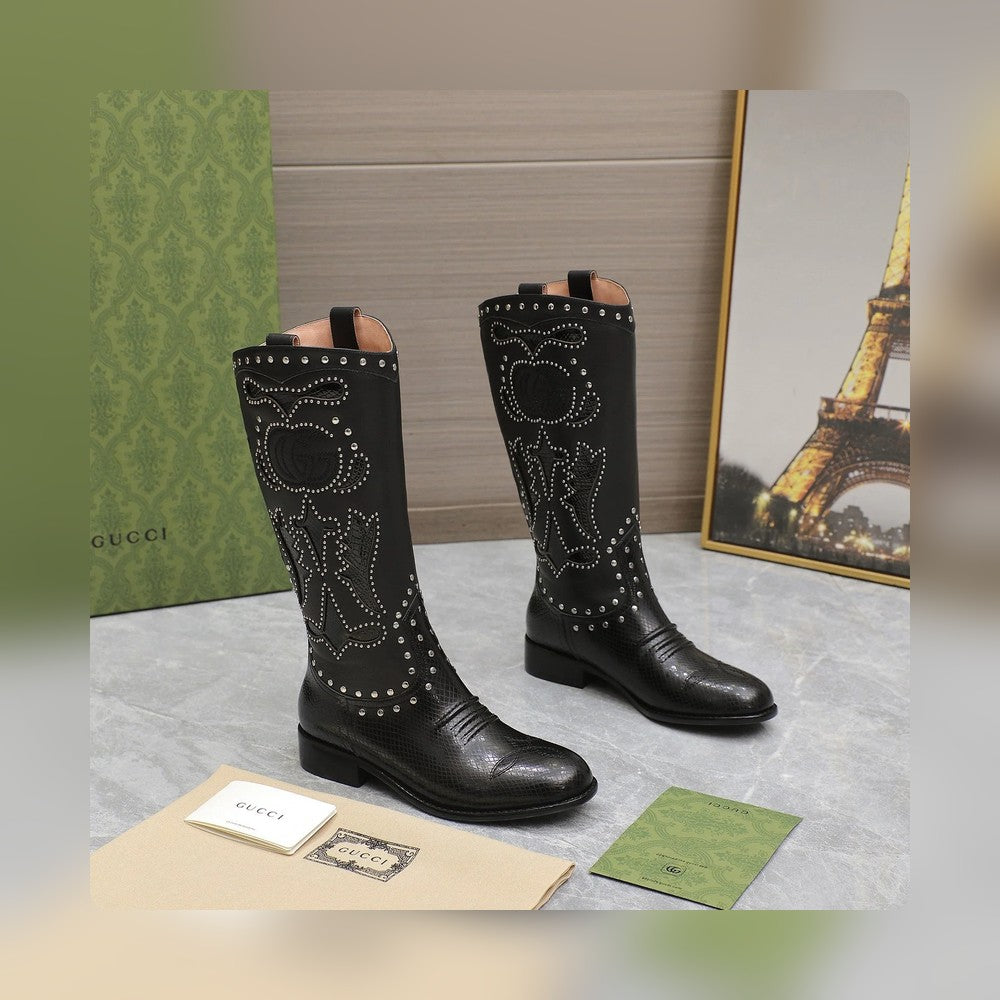 Vbs WOMEN'S BOOT WITH DOUBLE G AND STUDS BLACK