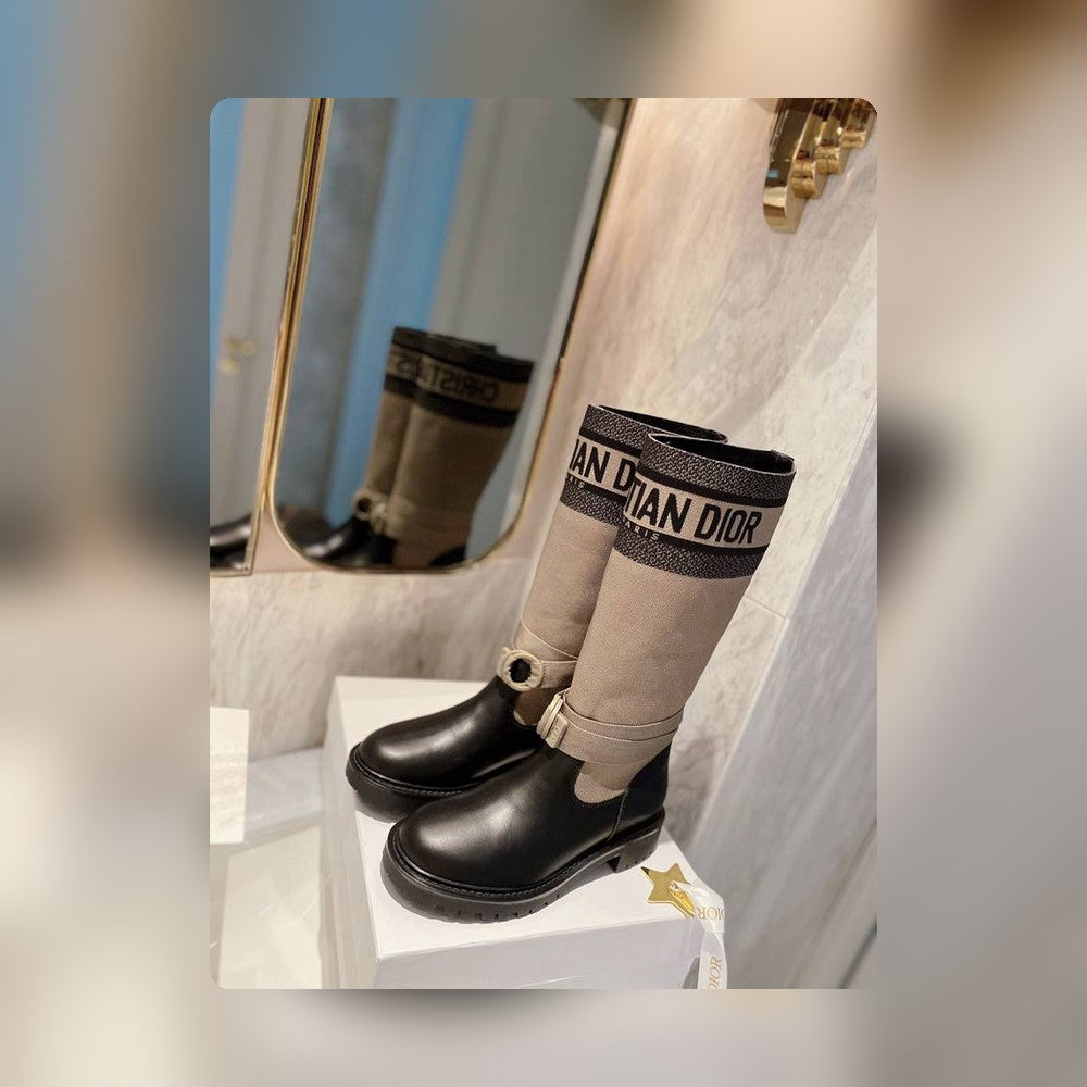 VBS D MAJOR BOOT FABRIC AND CALFSKIN IN TAUPE AND BLACK KCI611SCN S46X