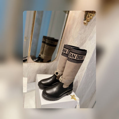 VBS D MAJOR BOOT FABRIC AND CALFSKIN IN TAUPE AND BLACK KCI611SCN S46X
