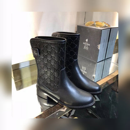 VBS WOMEN'S GUCCISSIMA SHORT ZIP BOOTS BLACK