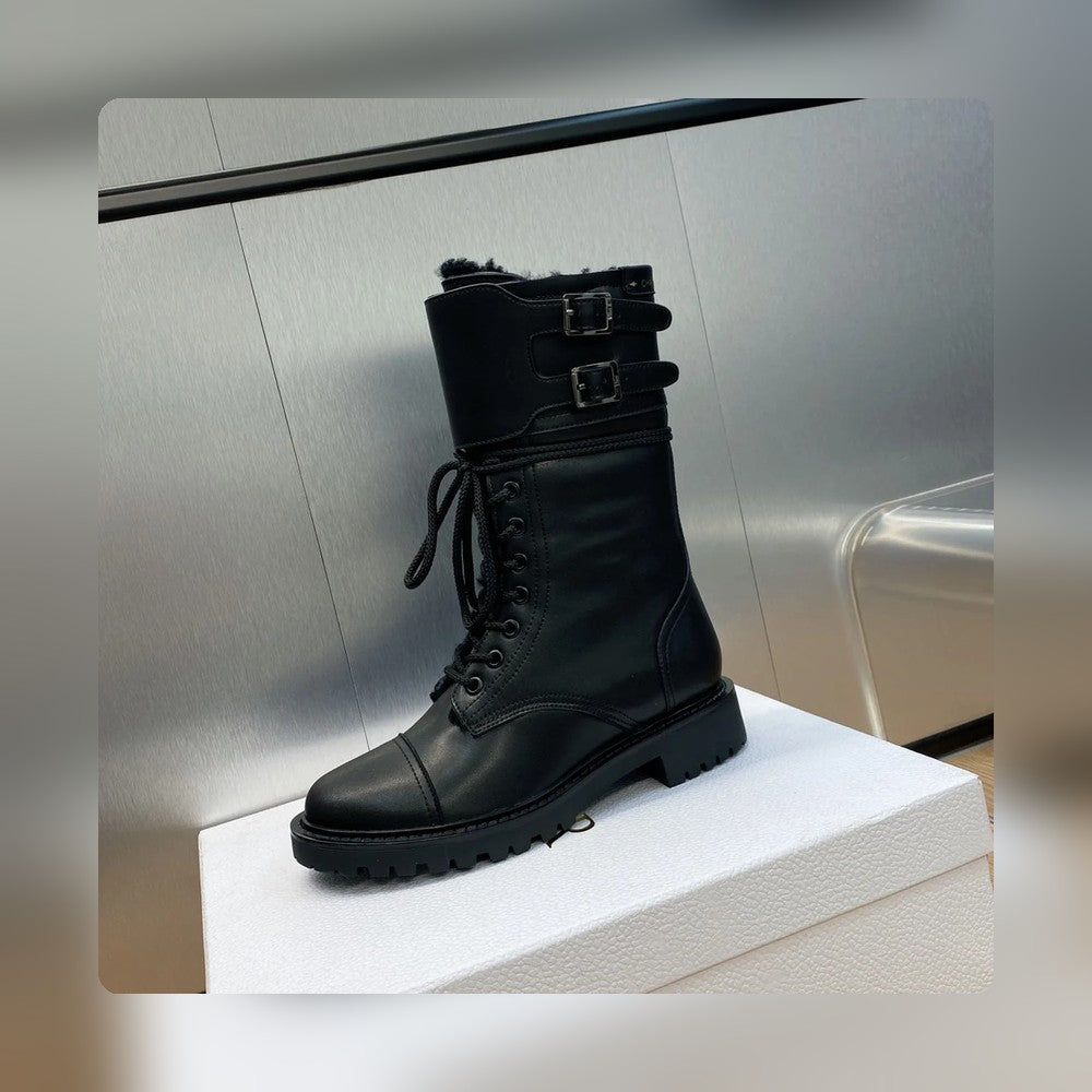 VBS D TRAP ANKLE BOOT CALFSKIN AND SHEARLING BLACK
