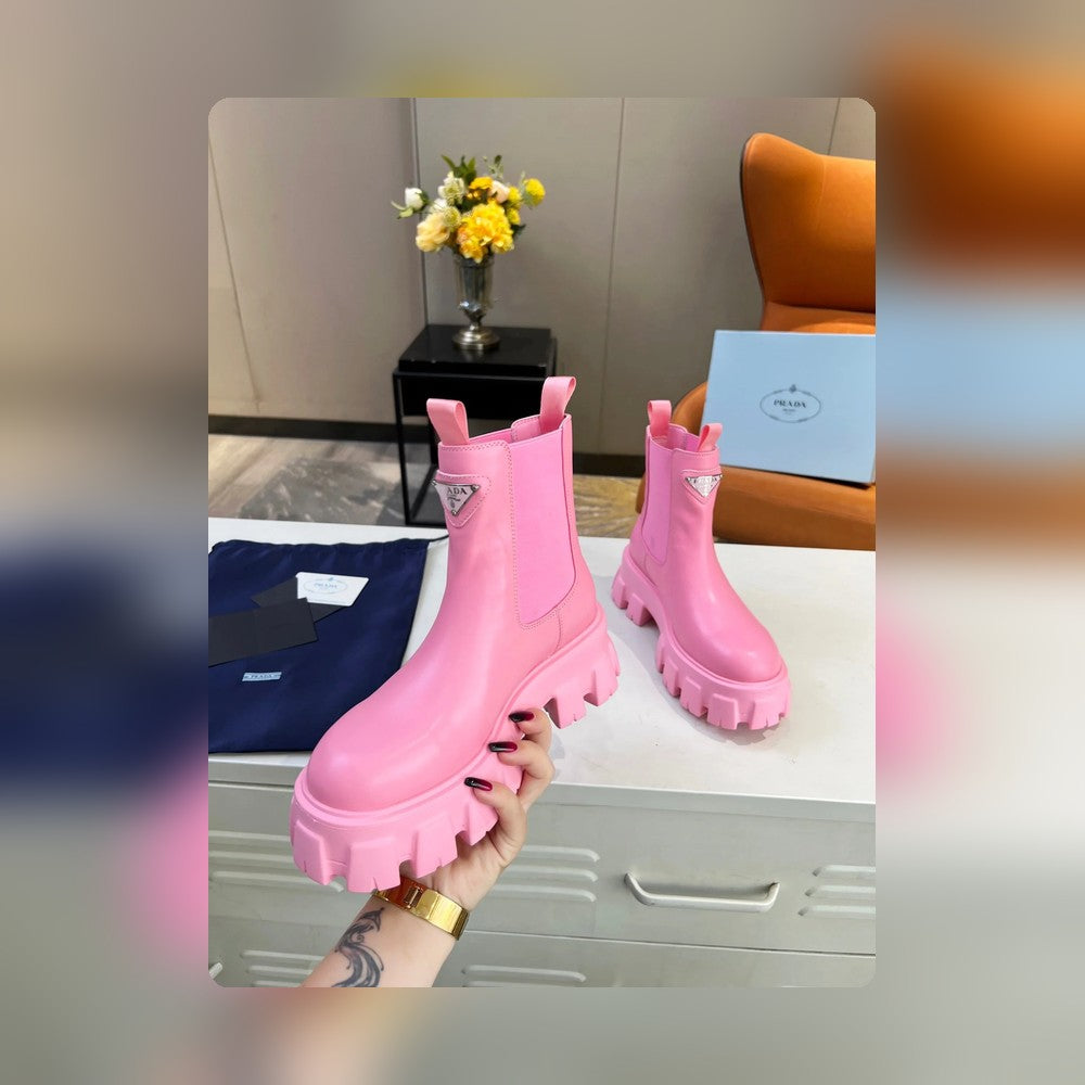 VBS MONOLITH BRUSHED LEATHER BOOTIES PINK