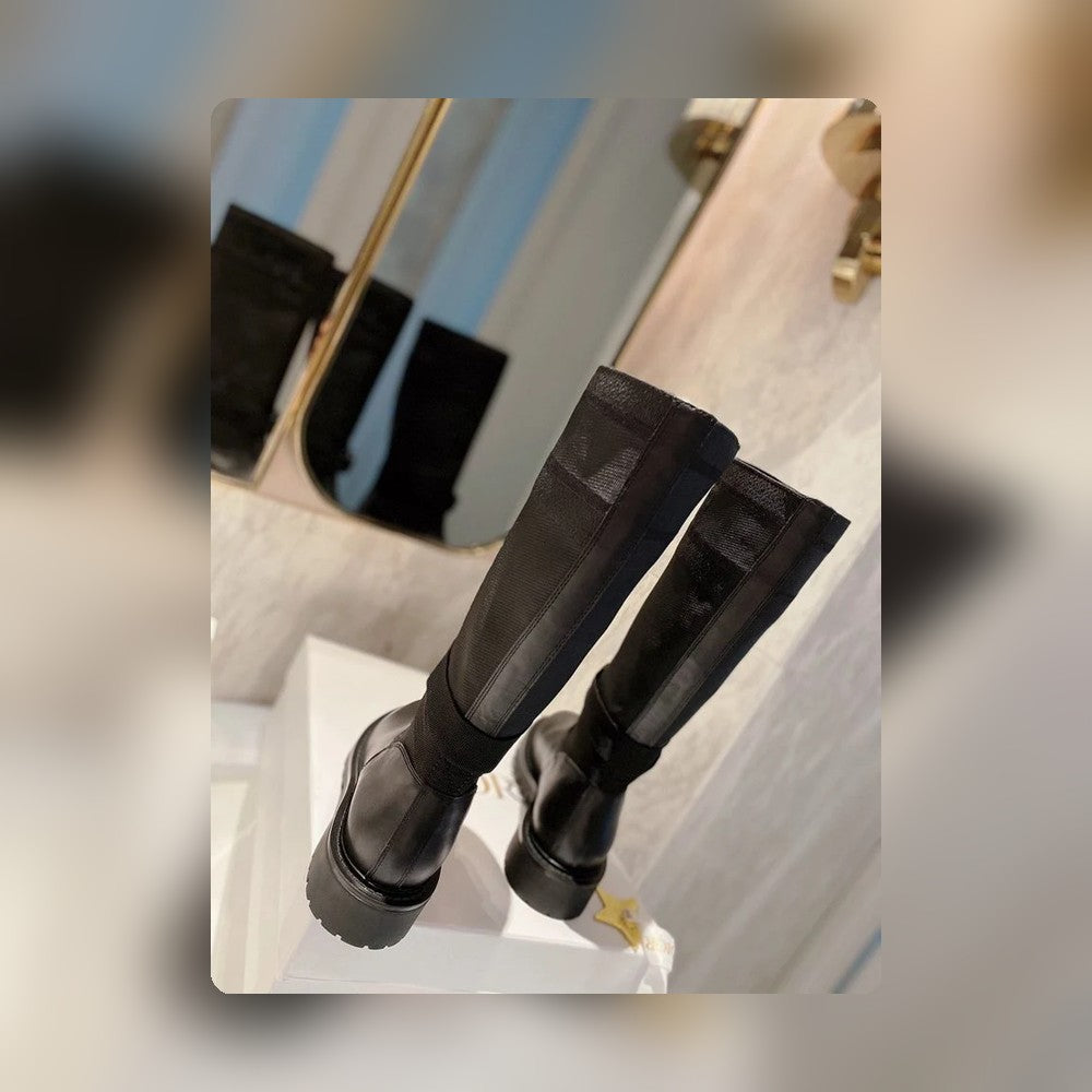 DD D MAJOR BOOT FABRIC AND CALFSKIN IN BLACK AND BLACK