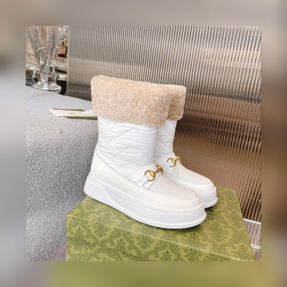 Vbs HORSEBIT CHEVRON QUILTED BOOTS WHITE
