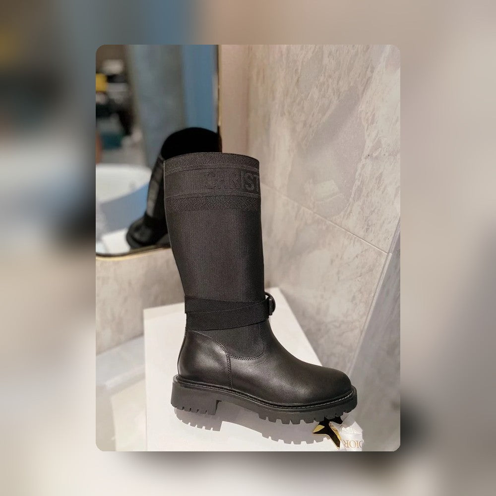 VBS D MAJOR BOOT FABRIC AND CALFSKIN IN BLACK AND BLACK