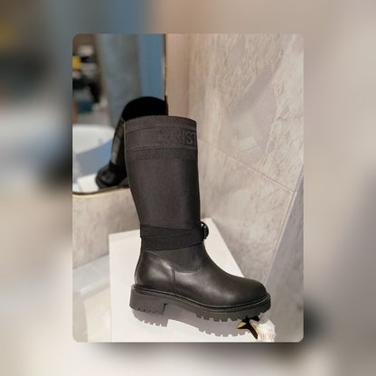 VBS D MAJOR BOOT FABRIC AND CALFSKIN IN BLACK AND BLACK