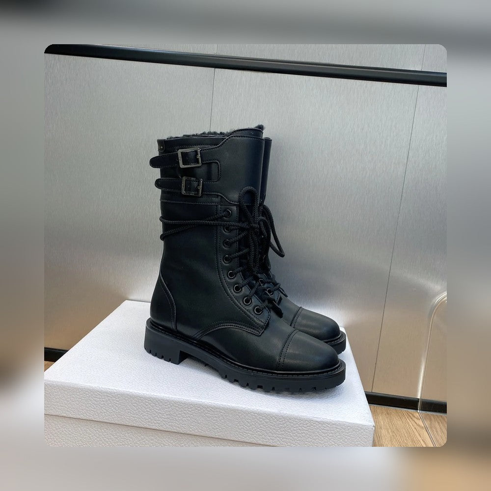 VBS D TRAP ANKLE BOOT CALFSKIN AND SHEARLING BLACK