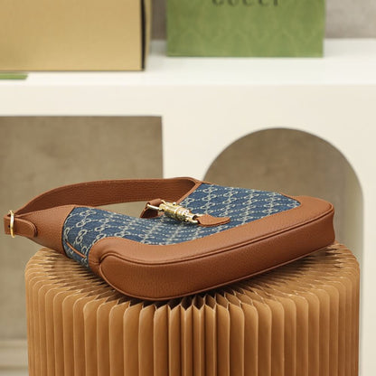 VBS 637092 subaxillary bag Leather brown blue canvas