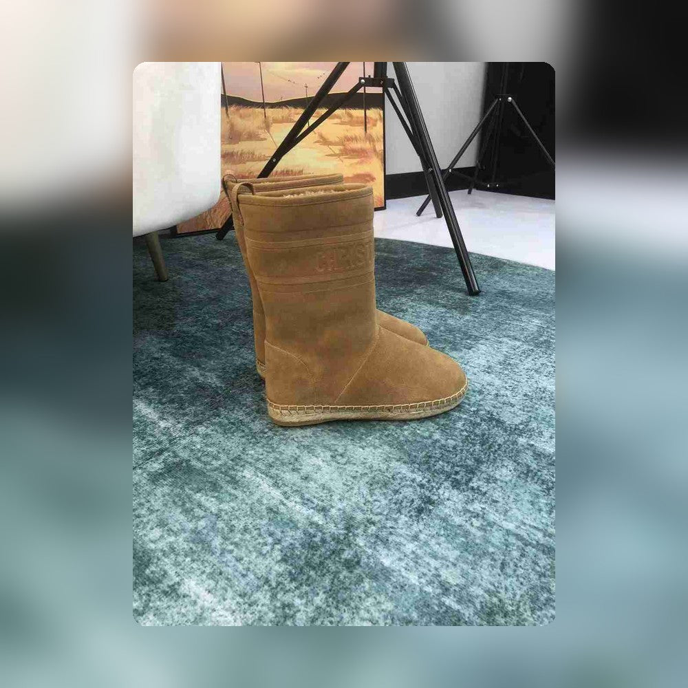 DD CALFSKIN SUEDE SHEARLING GRANVILLE ESPADRILLE BOOTS NATURAL