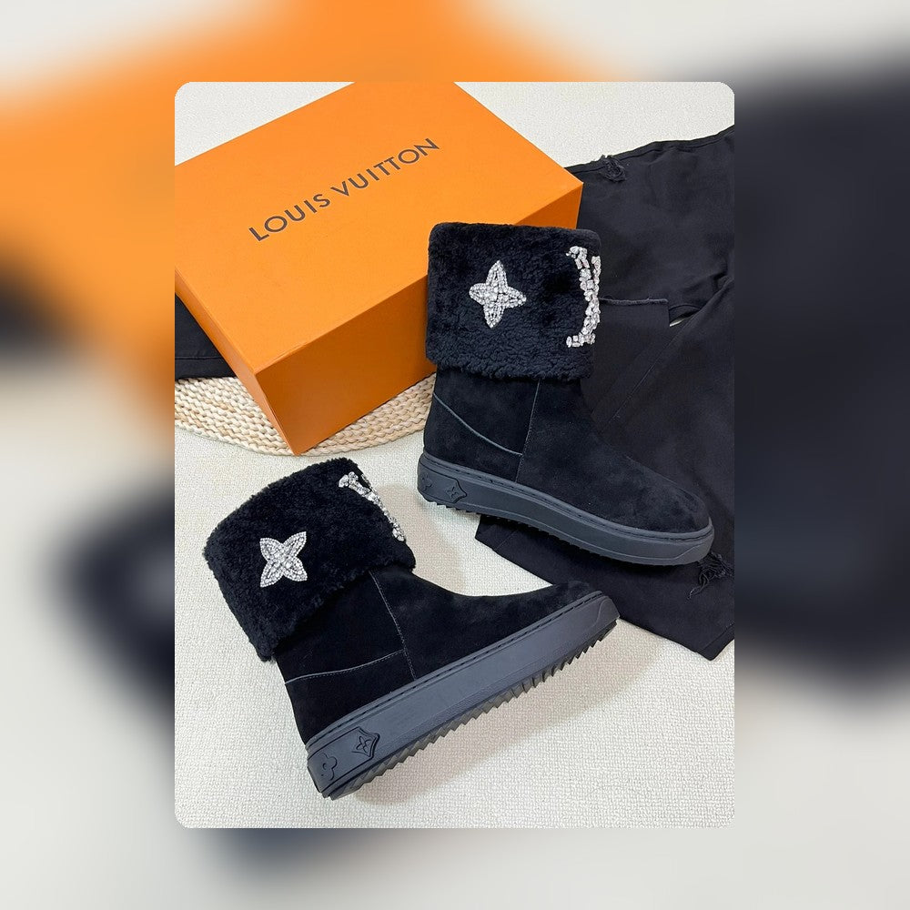 nmb ANKLE BOOT STUDDED WITH DIAMONDS BLACK