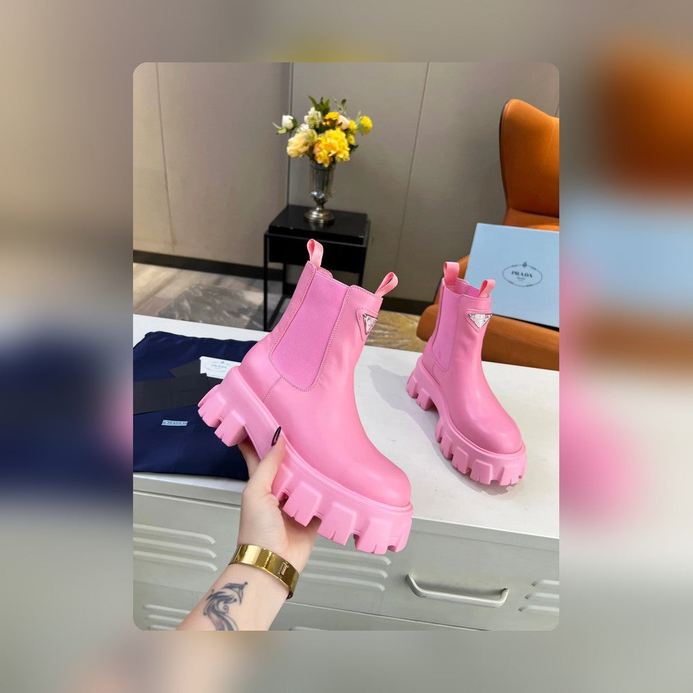 VBS MONOLITH BRUSHED LEATHER BOOTIES PINK