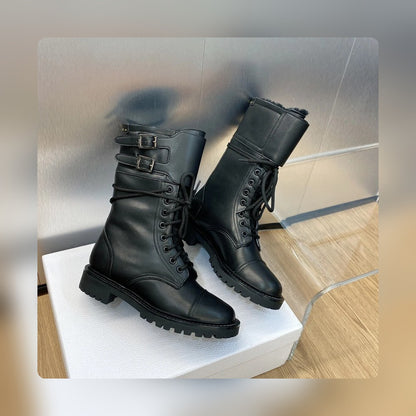 VBS D TRAP ANKLE BOOT CALFSKIN AND SHEARLING BLACK