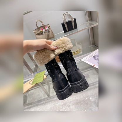 GG 1955 HORSEBIT SNOW BOOTS VEnmbET FABRIC BLACK