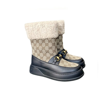 Vbs 1955 HORSEBIT SNOW BOOTS Vbs CANVAS IN BLACK